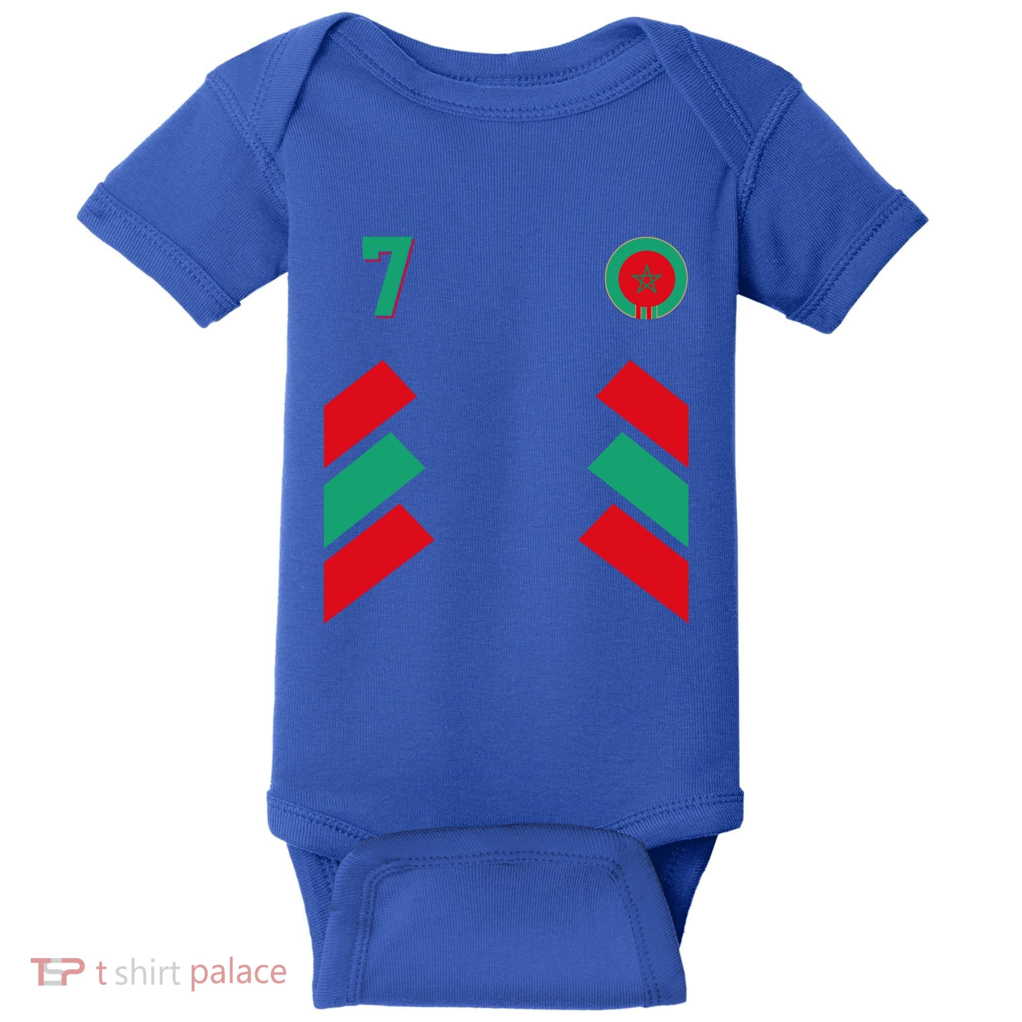 Retro7 Moroccan Football Morocco Soccer Morocco Flag Gift Baby Bodysuit