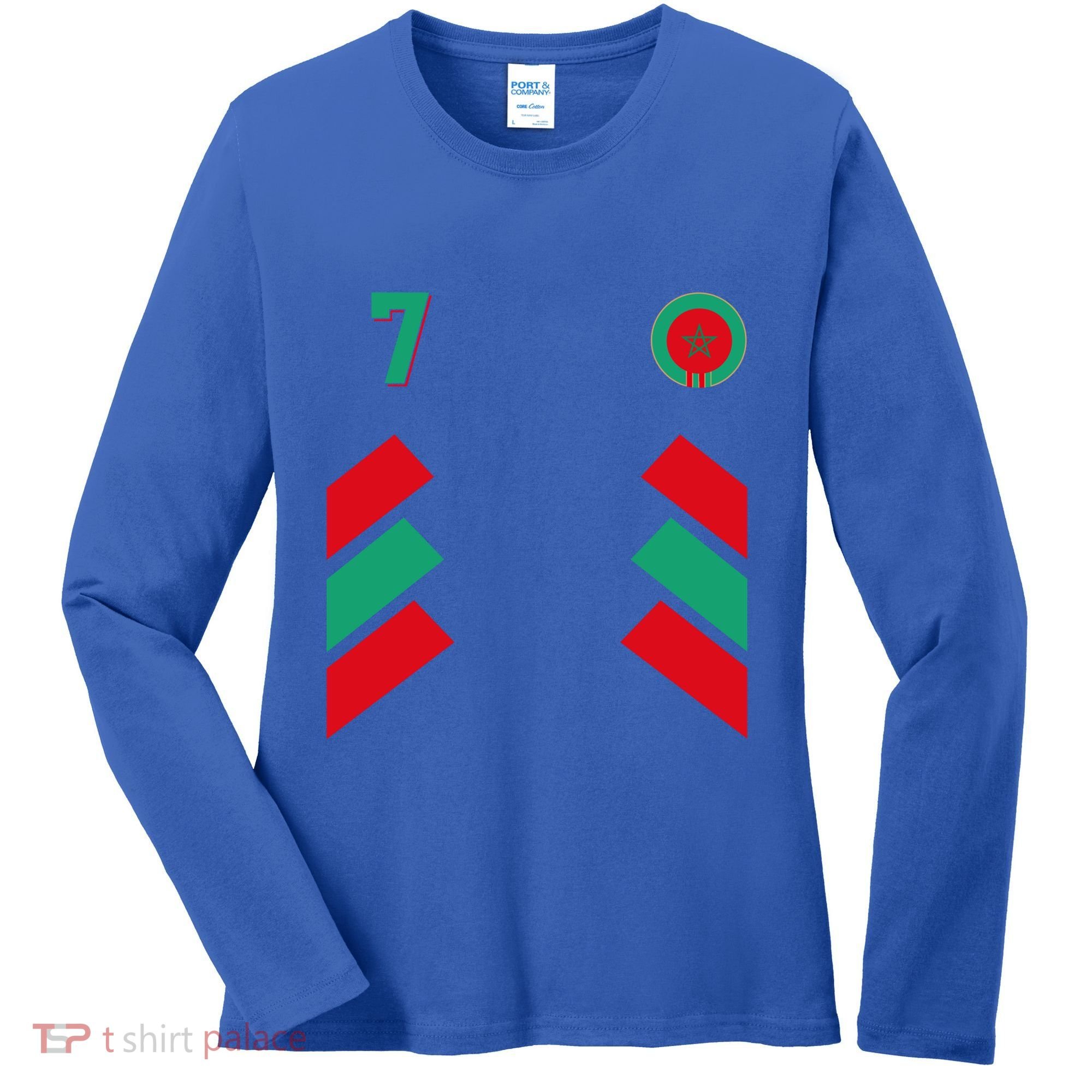 Retro7 Moroccan Football Morocco Soccer Morocco Flag Gift Women's Long Sleeve Shirt