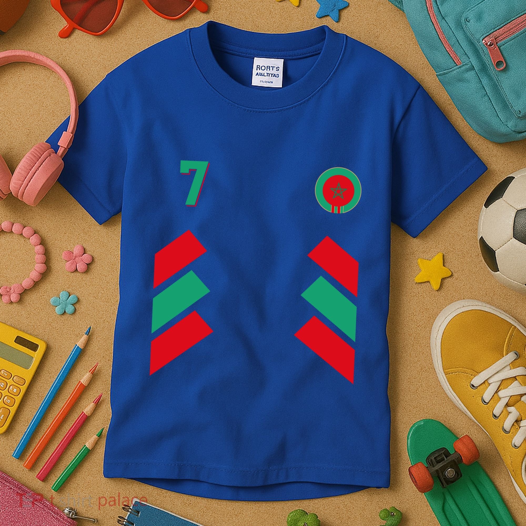 Retro7 Moroccan Football Morocco Soccer Morocco Flag Gift Kids T-Shirt