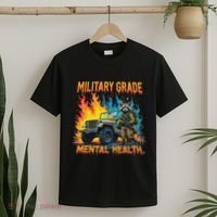 Retro Military Grade Mental Health Warrior Military Veterans T-Shirt thumb 2