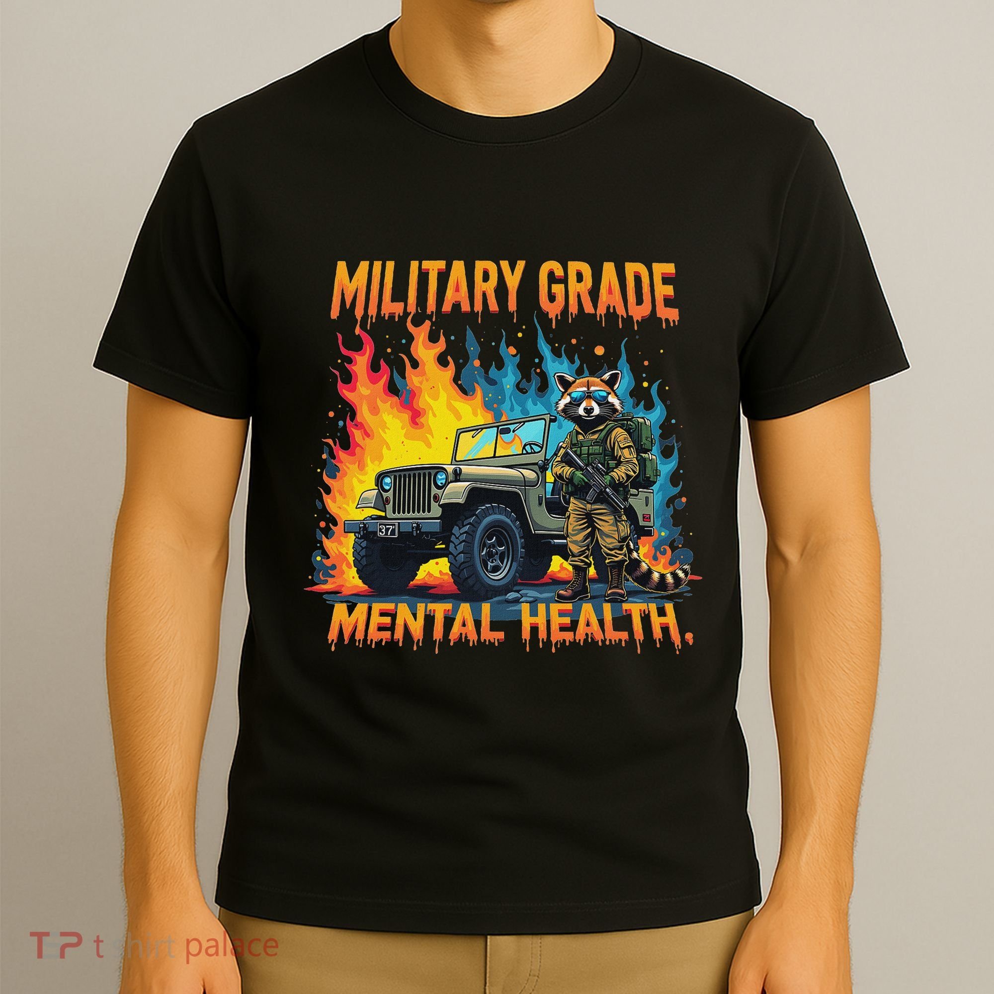 Retro Military Grade Mental Health Warrior Military Veterans T-Shirt