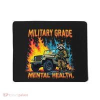 Retro Military Grade Mental Health Warrior Military Veterans Mousepad thumb 0