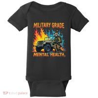 Retro Military Grade Mental Health Warrior Military Veterans Baby Bodysuit thumb 0