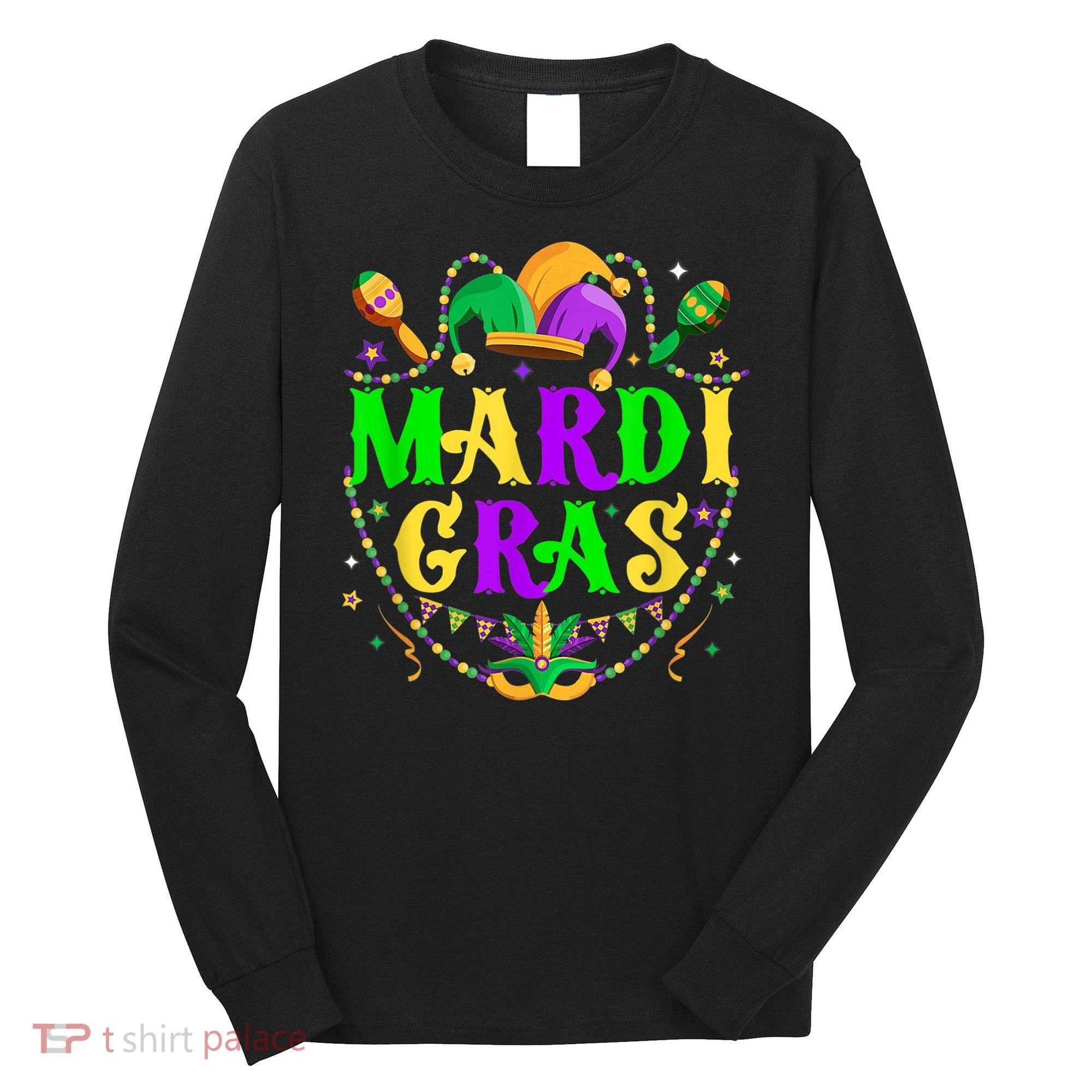 Retro Mardi Gras Party Hat Clothes For m.e.ns K.i.d.s Long Sleeve Shirt