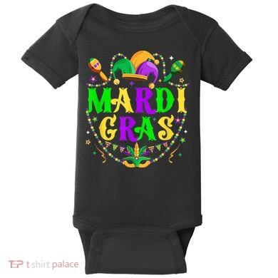 Retro Mardi Gras Party Hat Clothes For m.e.ns K.i.d.s Baby Bodysuit
