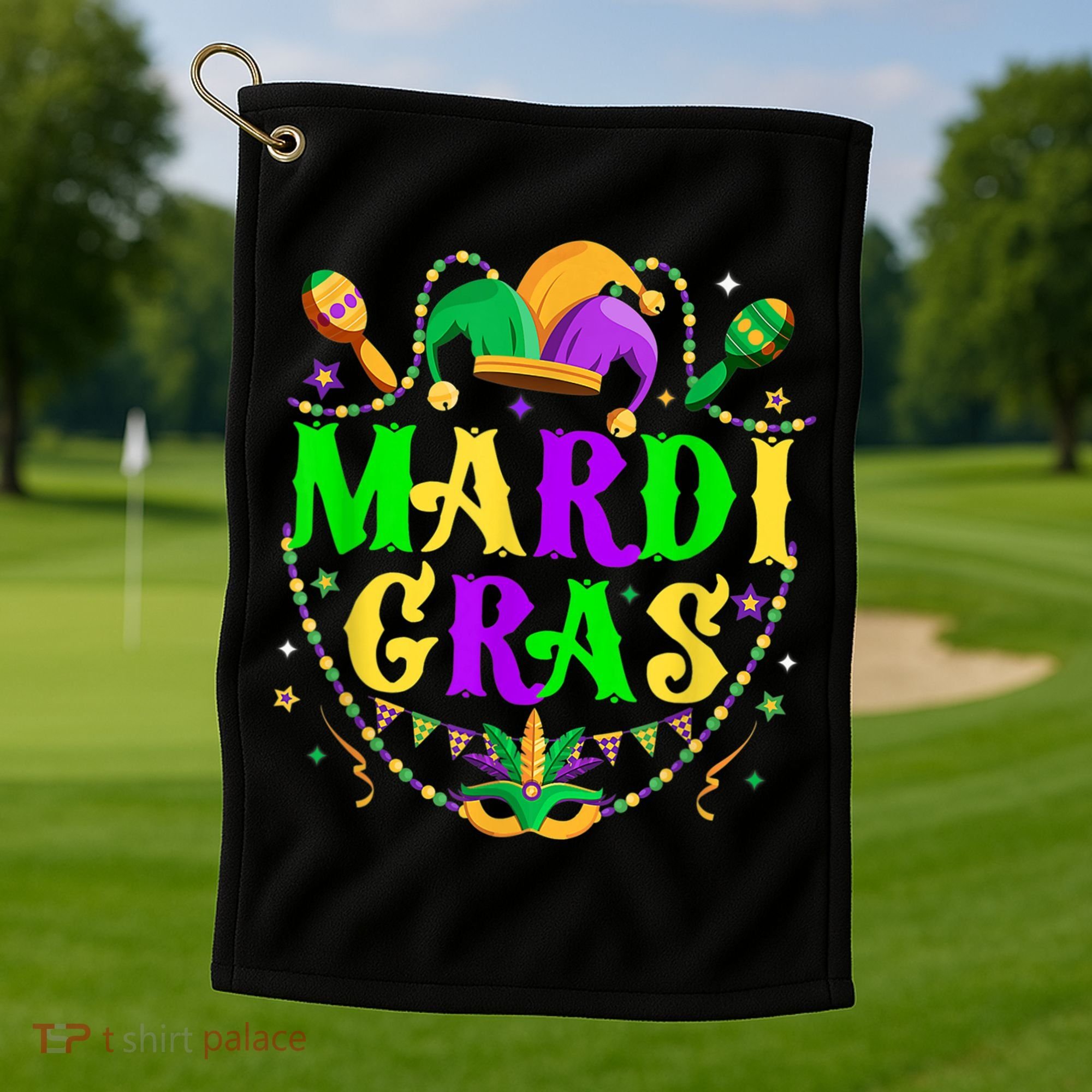 Retro Mardi Gras Party Hat Clothes For m.e.ns K.i.d.s Golf Towel