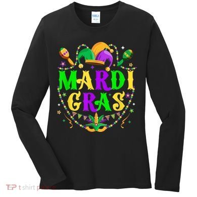 Retro Mardi Gras Party Hat Clothes For m.e.ns K.i.d.s Women's Long Sleeve Shirt