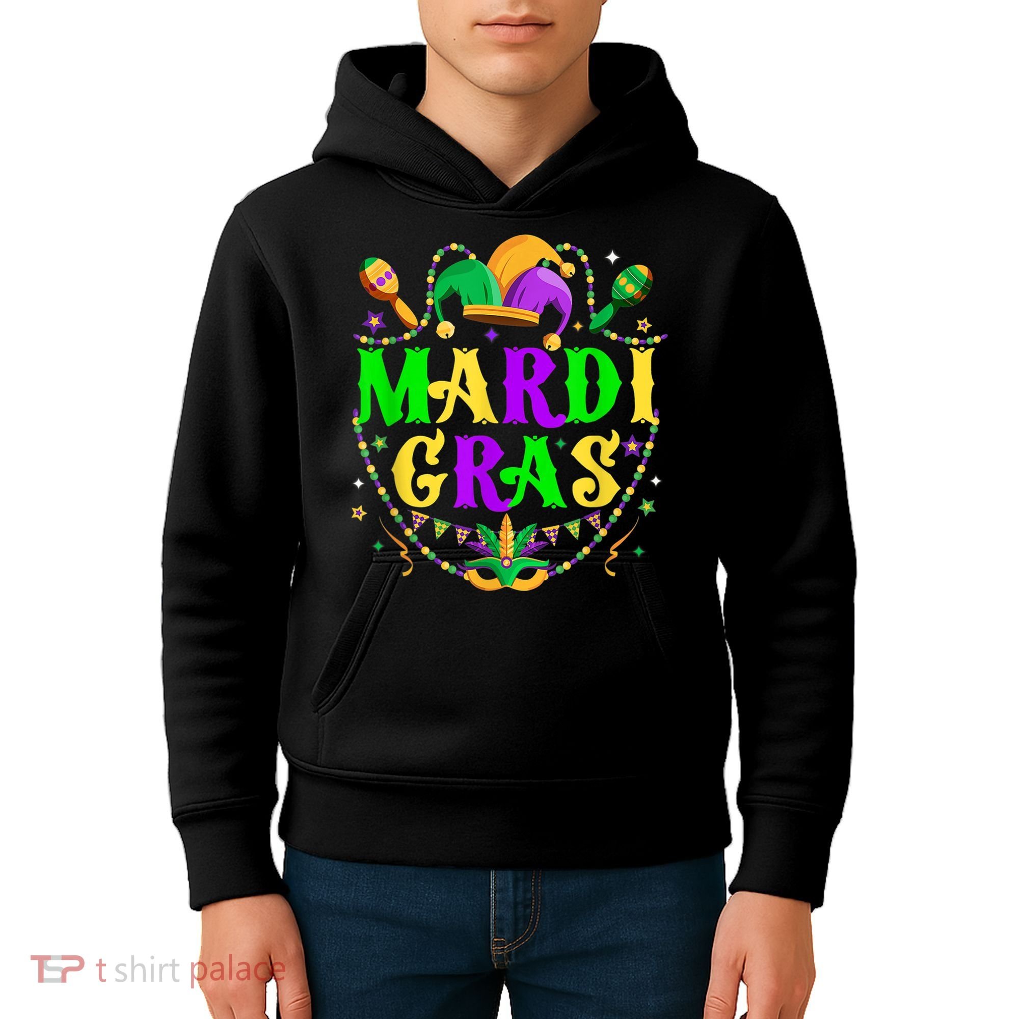 Retro Mardi Gras Party Hat Clothes For m.e.ns K.i.d.s Kids Hoodie