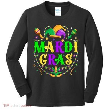 Retro Mardi Gras Party Hat Clothes For m.e.ns K.i.d.s Kids Long Sleeve Shirt