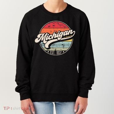 Retro Michigan Home State Mi Cool 70s Style Sunset Women's Sweatshirt