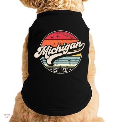 Retro Michigan Home State Mi Cool 70s Style Sunset Doggie Tank