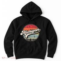 Retro Michigan Home State Mi Cool 70s Style Sunset Hoodie thumb 0