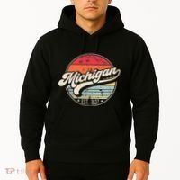 Retro Michigan Home State Mi Cool 70s Style Sunset Hoodie thumb 2