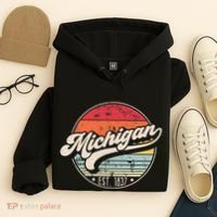 Retro Michigan Home State Mi Cool 70s Style Sunset Hoodie thumb 4