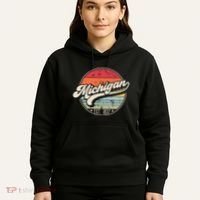 Retro Michigan Home State Mi Cool 70s Style Sunset Hoodie thumb 5