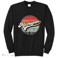 Retro Michigan Home State Mi Cool 70s Style Sunset Sweatshirt thumb 0