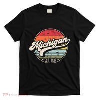 Retro Michigan Home State Mi Cool 70s Style Sunset T-Shirt thumb 0