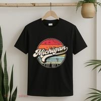Retro Michigan Home State Mi Cool 70s Style Sunset T-Shirt thumb 2