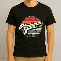 Retro Michigan Home State Mi Cool 70s Style Sunset T-Shirt thumb 3