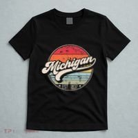 Retro Michigan Home State Mi Cool 70s Style Sunset T-Shirt thumb 5
