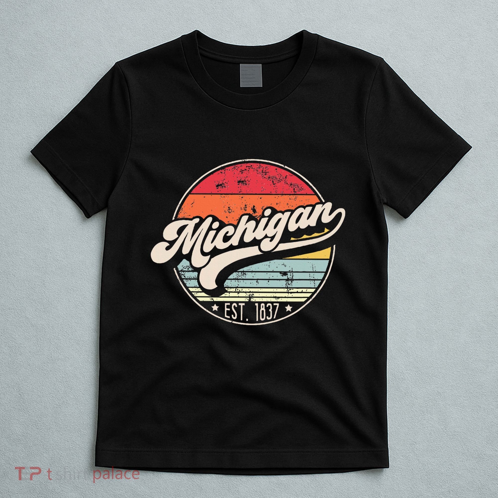 Retro Michigan Home State Mi Cool 70s Style Sunset T-Shirt