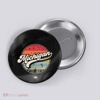 Retro Michigan Home State Mi Cool 70s Style Sunset Button thumb 0