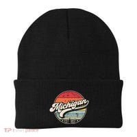 Retro Michigan Home State Mi Cool 70s Style Sunset Beanie thumb 0