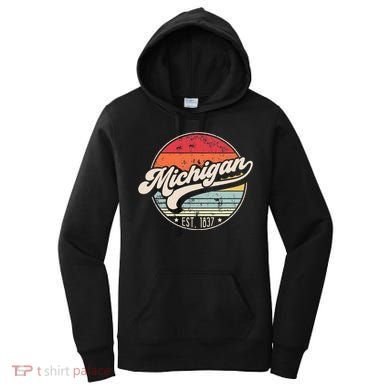 Retro Michigan Home State Mi Cool 70s Style Sunset Women's Hoodie
