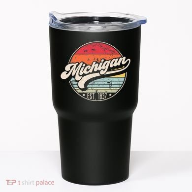Retro Michigan Home State Mi Cool 70s Style Sunset Tumbler