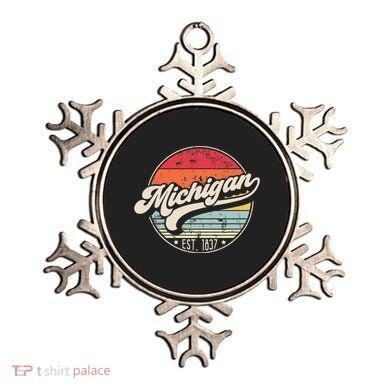 Retro Michigan Home State Mi Cool 70s Style Sunset Ornament