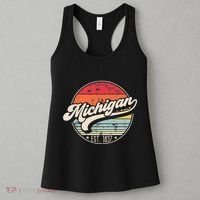 Retro Michigan Home State Mi Cool 70s Style Sunset Women's Tank Top thumb 3