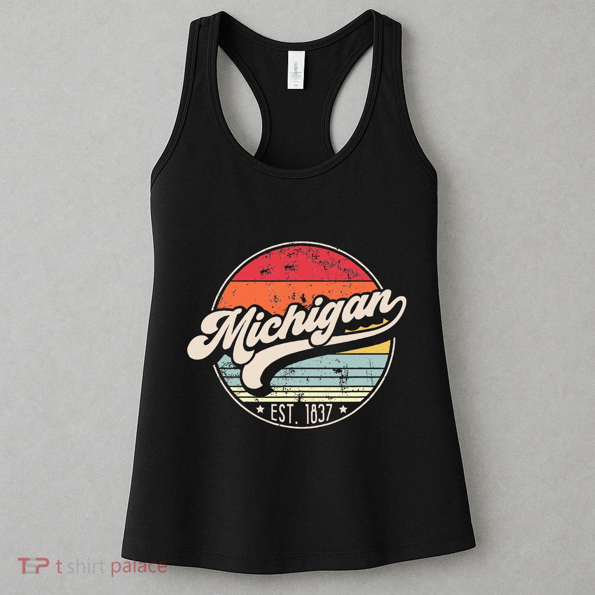 Retro Michigan Home State Mi Cool 70s Style Sunset Women's Tank Top