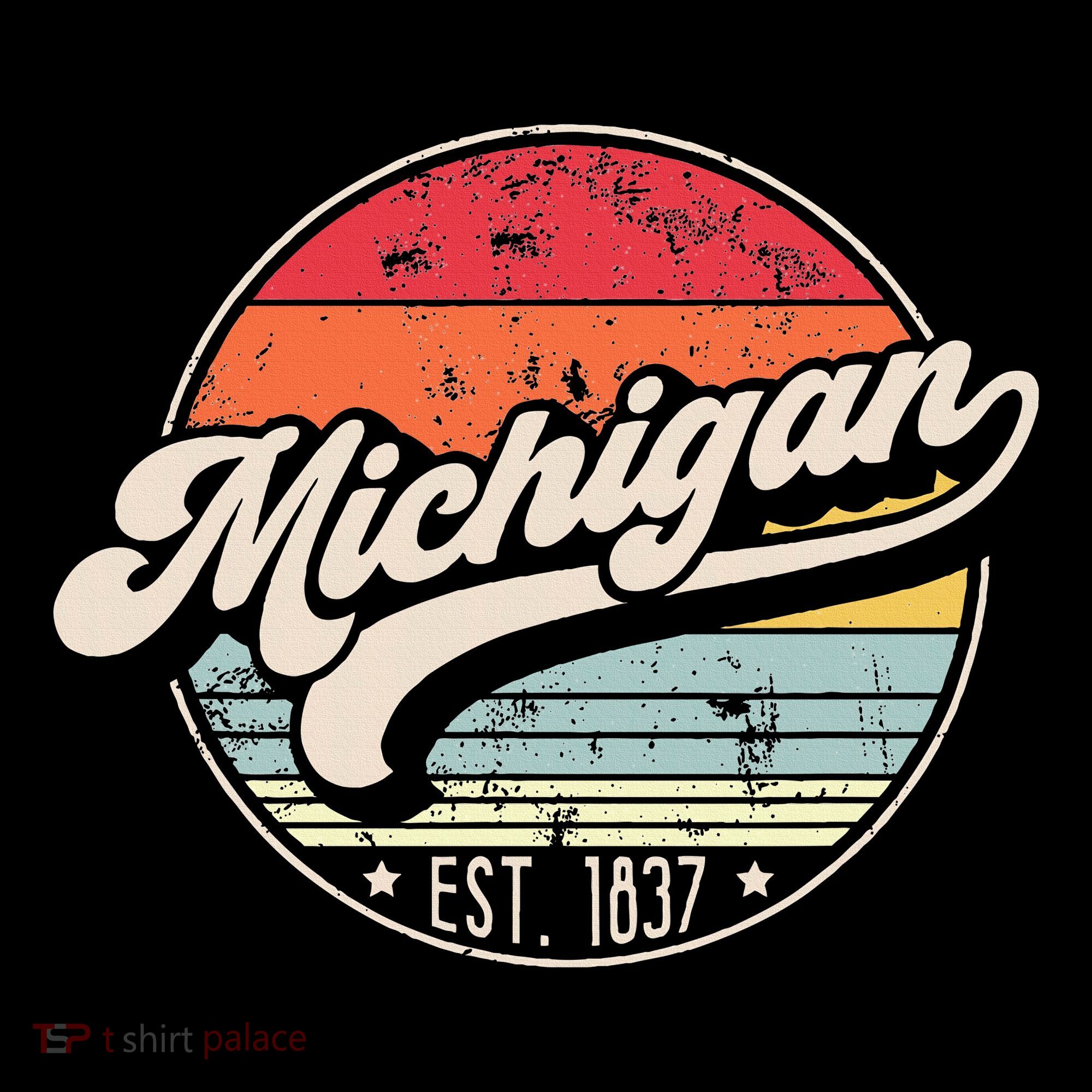 Retro Michigan Home State Mi Cool 70s Style Sunset Baby Bodysuit