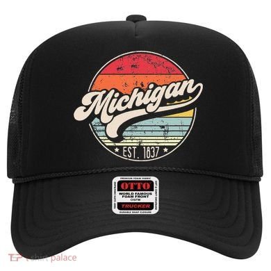 Retro Michigan Home State Mi Cool 70s Style Sunset Hat