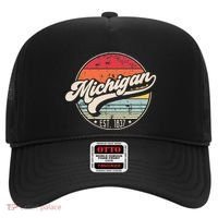 Retro Michigan Home State Mi Cool 70s Style Sunset Hat thumb 0