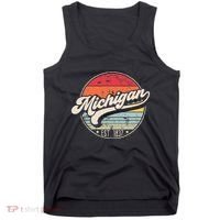 Retro Michigan Home State Mi Cool 70s Style Sunset Tank Top thumb 0
