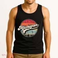 Retro Michigan Home State Mi Cool 70s Style Sunset Tank Top thumb 3