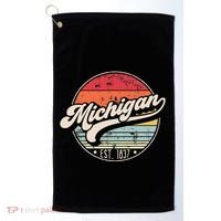 Retro Michigan Home State Mi Cool 70s Style Sunset Golf Towel thumb 0
