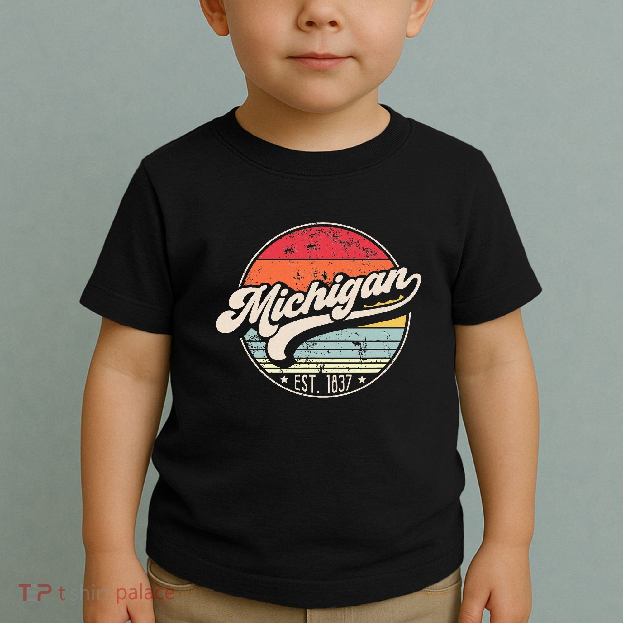 Retro Michigan Home State Mi Cool 70s Style Sunset Toddler T-Shirt