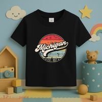 Retro Michigan Home State Mi Cool 70s Style Sunset Toddler T-Shirt thumb 3