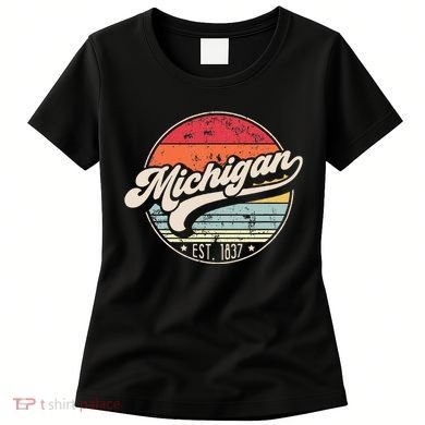 Retro Michigan Home State Mi Cool 70s Style Sunset Women's T-Shirt