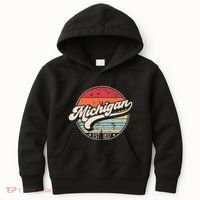 Retro Michigan Home State Mi Cool 70s Style Sunset Kids Hoodie thumb 0