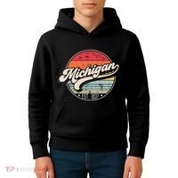 Retro Michigan Home State Mi Cool 70s Style Sunset Kids Hoodie thumb 4
