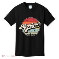 Retro Michigan Home State Mi Cool 70s Style Sunset Kids T-Shirt thumb 0