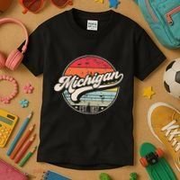 Retro Michigan Home State Mi Cool 70s Style Sunset Kids T-Shirt thumb 3