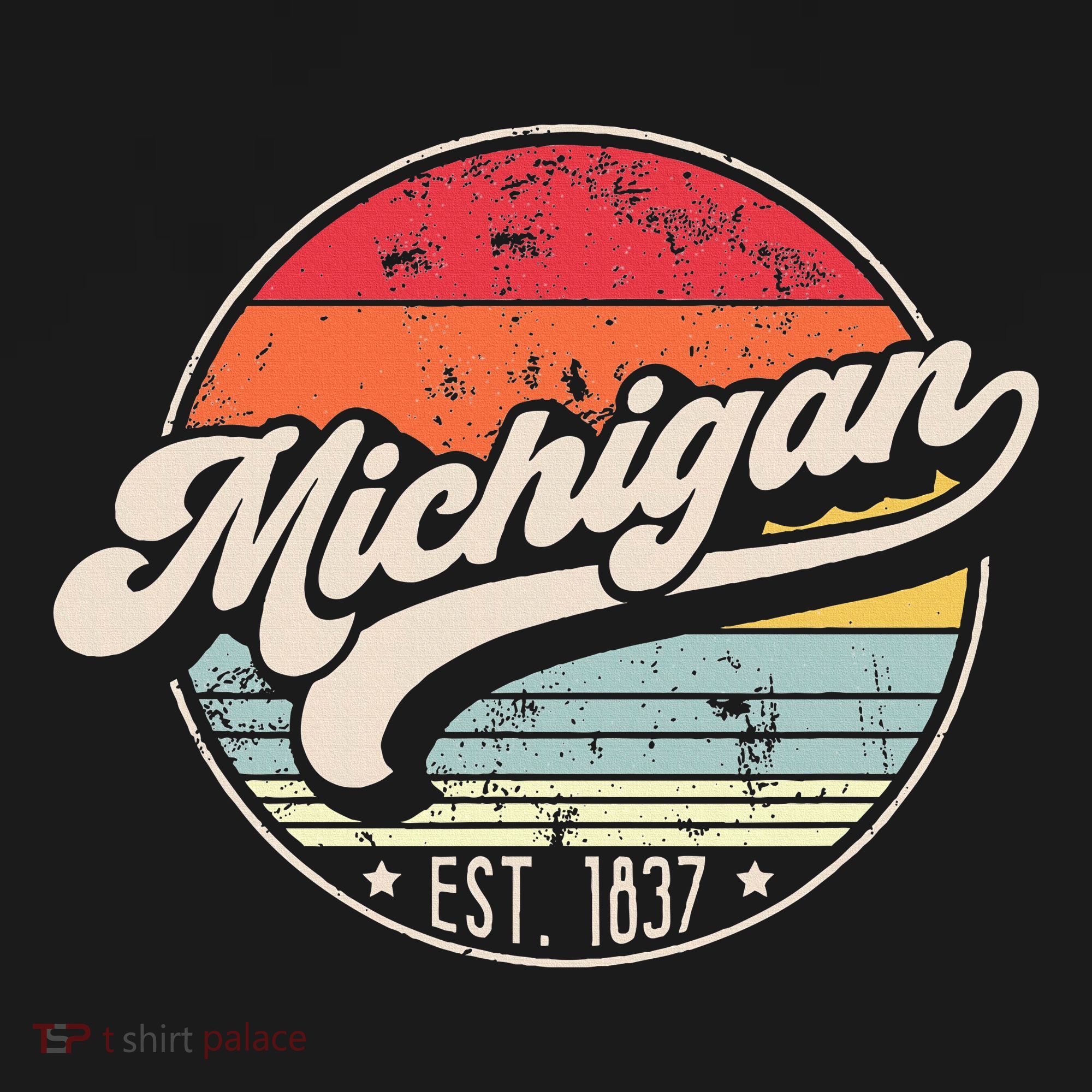 Retro Michigan Home State Mi Cool 70s Style Sunset Kids T-Shirt