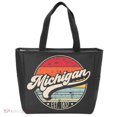 Retro Michigan Home State Mi Cool 70s Style Sunset Tote Bag