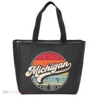 Retro Michigan Home State Mi Cool 70s Style Sunset Tote Bag thumb 0