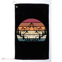 Retro Mountain Hike Hobby Sport Hiker Gift Camping Hiking Gift Golf Towel thumb 0