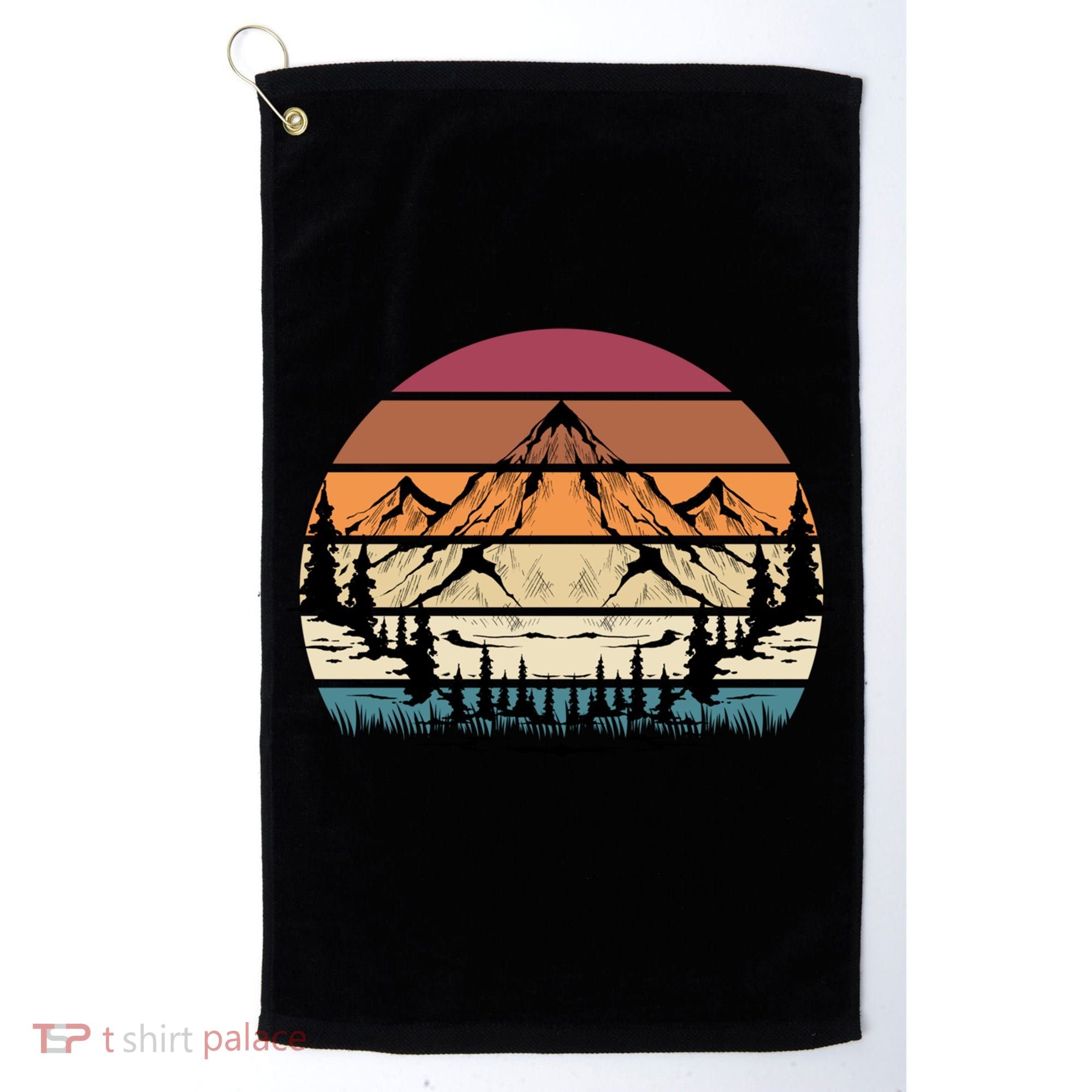 Retro Mountain Hike Hobby Sport Hiker Gift Camping Hiking Gift Golf Towel